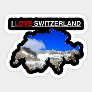 I Love Switzerland Map Rhone Glacier Sticker